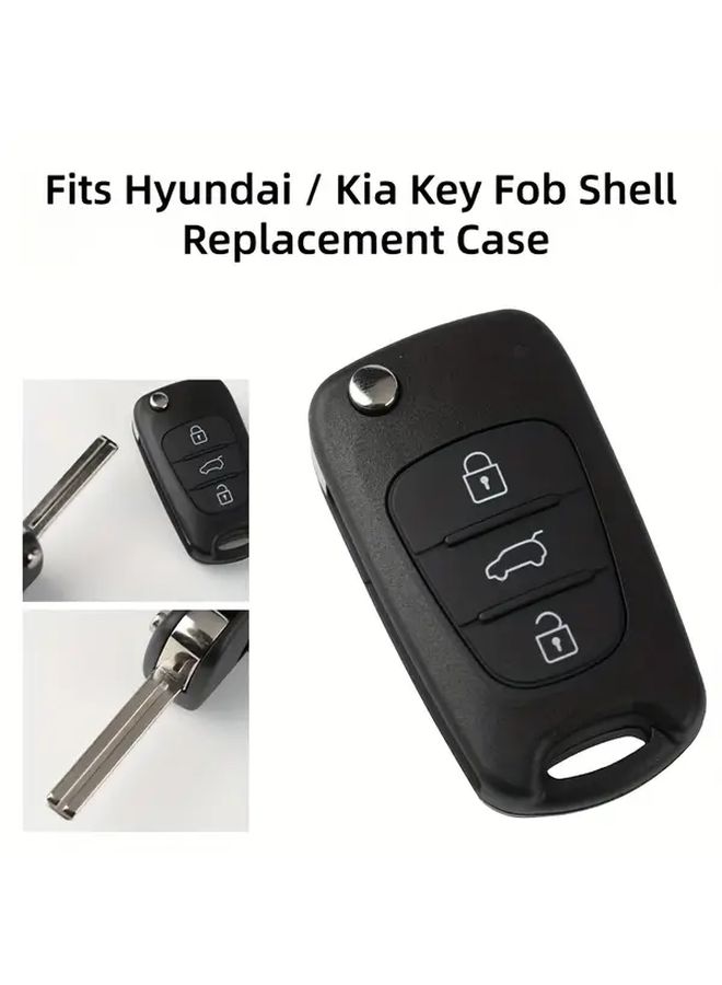 غطاء جهاز التحكم عن بعد بثلاثة أزرار أسود Flip Key Fob بديل لمفتاح الدخول بدون مفتاح من مادة ABS - Image 1