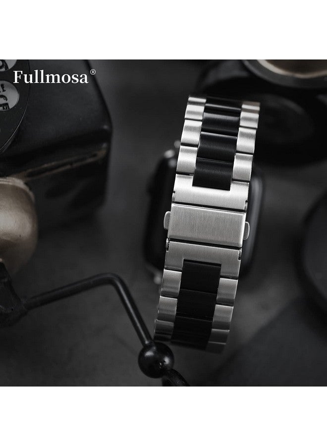 فولموزا سوار ساعة آبل المتوافق من فولموسا 42 مم 44 مم 45 مم 49 مم 38 مم 40 مم 41 مم، سوار iWatch من الفولاذ المقاوم للصدأ مع حافظة لساعة آبل سيريز 9/8/7/6/5/4/3/2/1/SE/SE2/Ultra، 38 مم 40 مم 41 مم، فضي + أسود - Image 2