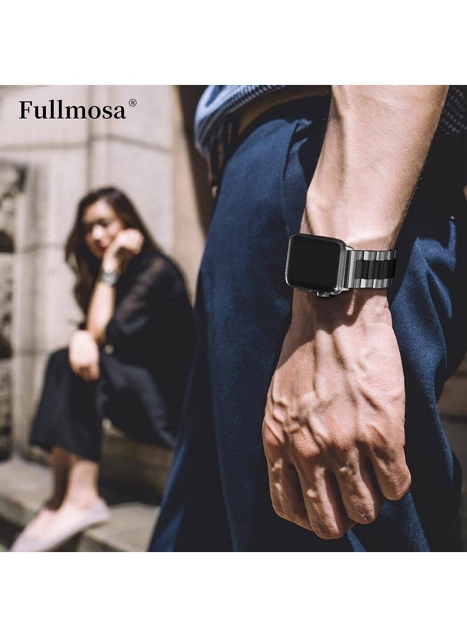 فولموزا سوار ساعة آبل المتوافق من فولموسا 42 مم 44 مم 45 مم 49 مم 38 مم 40 مم 41 مم، سوار iWatch من الفولاذ المقاوم للصدأ مع حافظة لساعة آبل سيريز 9/8/7/6/5/4/3/2/1/SE/SE2/Ultra، 38 مم 40 مم 41 مم، فضي + أسود - Image 3