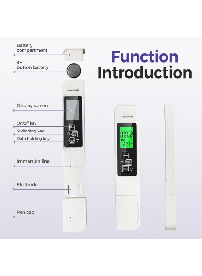 2025 TDS Meter Digital Water Tester for Drinking Water, 4 in 1Portable Water Quality Tester with EC Temp Color Display, PPM Meter Water Tester for Aquarium Hydroponics Tap Water (Blue) - Image 4