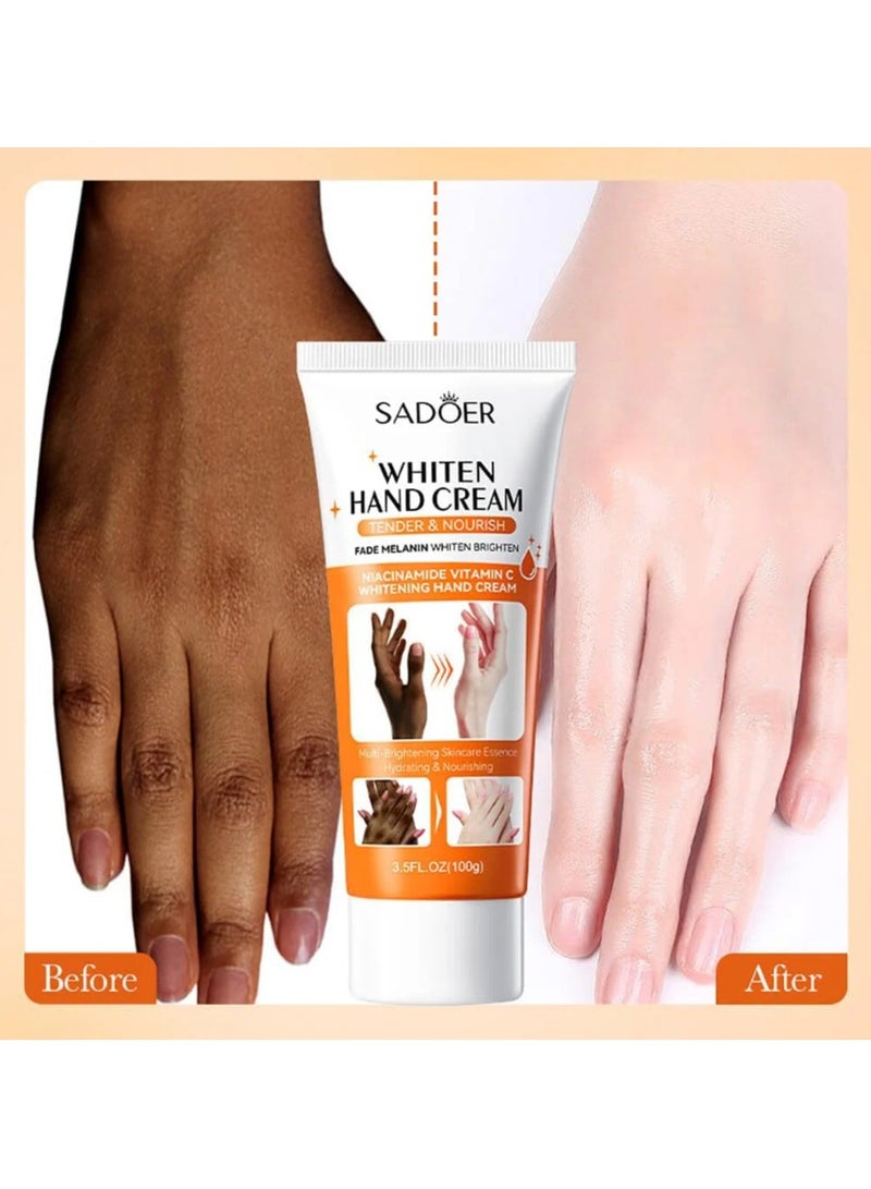 SADOER Whitening Hand Cream 100G - Anti-Wrinkle Hand Cream - Powerful Hand Whitening Cream Fades Fine Lines on Dry Skin - Hand Body Lotion Whitening - Permanent Body Skin Whitening Moisturizer Anti-Wrinkle Hand Cream Nourishes Dry Skin - Image 2