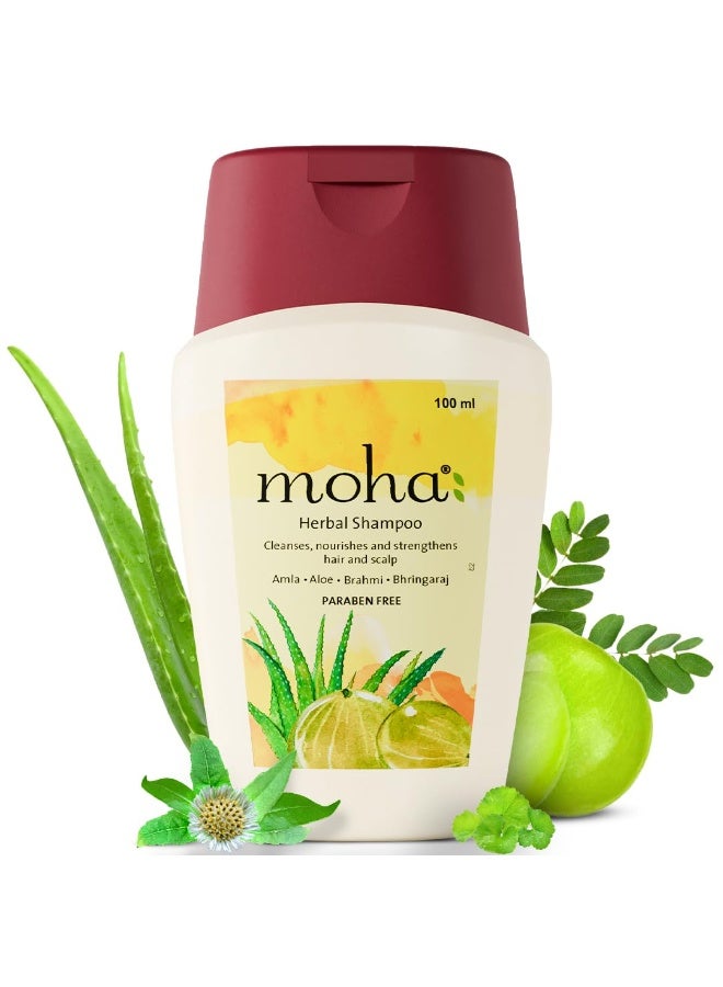 Moha: Herbal Shampoo With Amla, Aloe, Bhringraj & Brahmi for Cleansing, Nourishing & Strengthens Hair Roots and Scalp | 100ml - Image 1