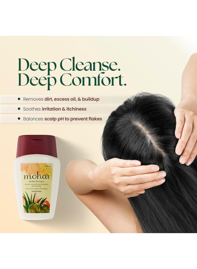 Moha: Herbal Shampoo With Amla, Aloe, Bhringraj & Brahmi for Cleansing, Nourishing & Strengthens Hair Roots and Scalp | 100ml - Image 2