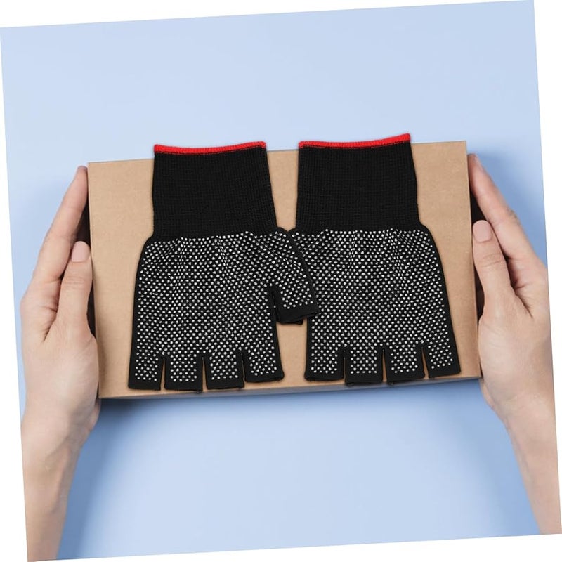 Operitacx Thick Nylon Half Finger Work Gloves Non Slip Grip Heavy Duty Safety Gloves 2 Pack - Image 5