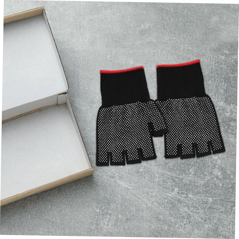 Operitacx Thick Nylon Half Finger Work Gloves Non Slip Grip Heavy Duty Safety Gloves 2 Pack - Image 4