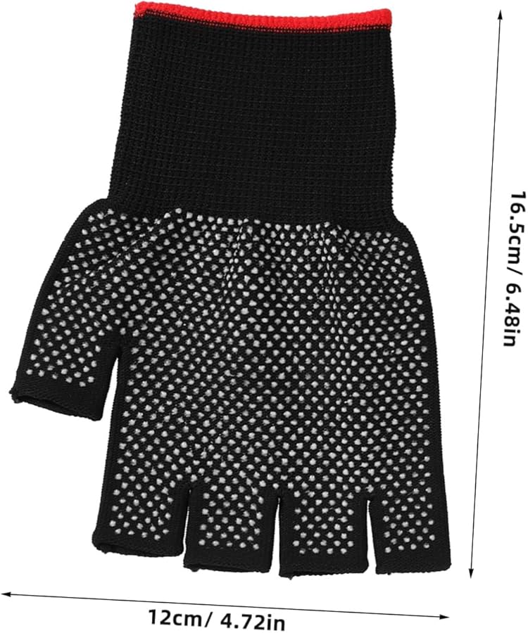 Operitacx Thick Nylon Half Finger Work Gloves Non Slip Grip Heavy Duty Safety Gloves 2 Pack - Image 3