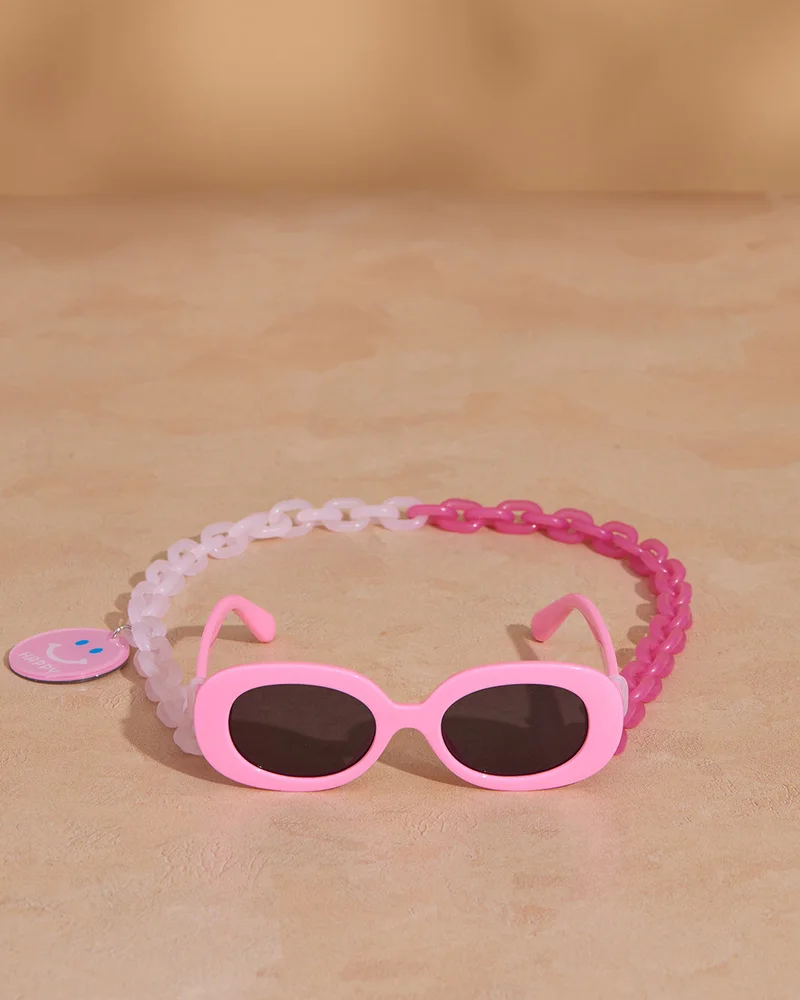 REDTAG Girls Assorted Wayfarer Sunglasses With Chain Set
