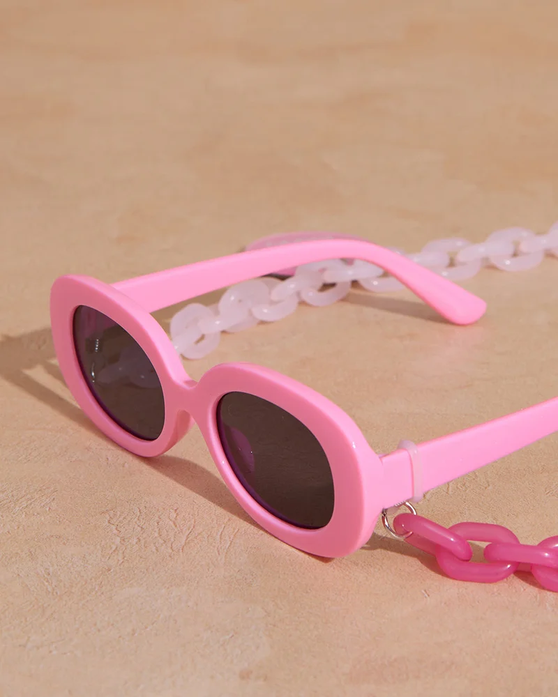 REDTAG Girls Assorted Wayfarer Sunglasses With Chain Set