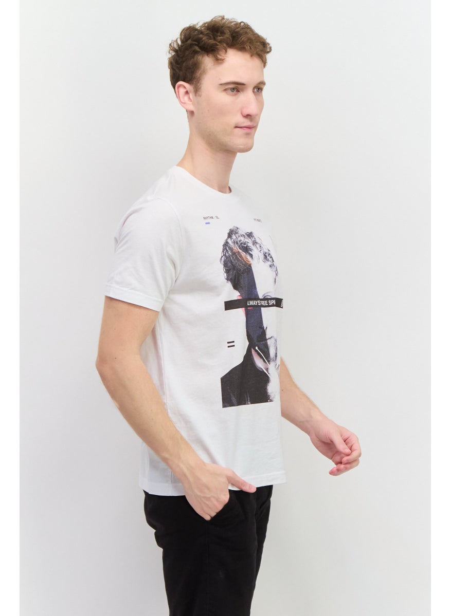 Free Soul Men Crew Neck Short Sleeve Graphic Print Troon T-Shirt, White Combo  - Image 2