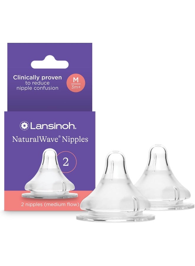 Lansinoh NaturalWave Nipples, Medium Flow (3M), 2 Count - Image 1