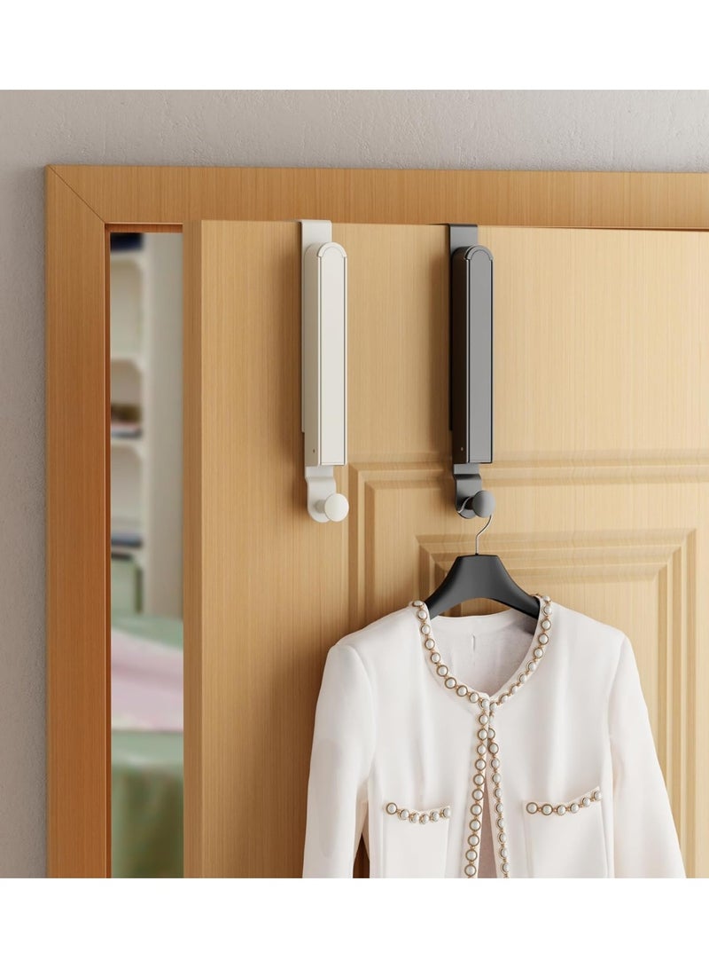 Folding Clothes Drying Rack, Super Heavy Duty Aluminum Alloy Over the Door Hanger with Retractable Rod, Foldable Portable and Collapsible Bathroom Accessories and Towel Rack Organization, Space Gray - Image 3