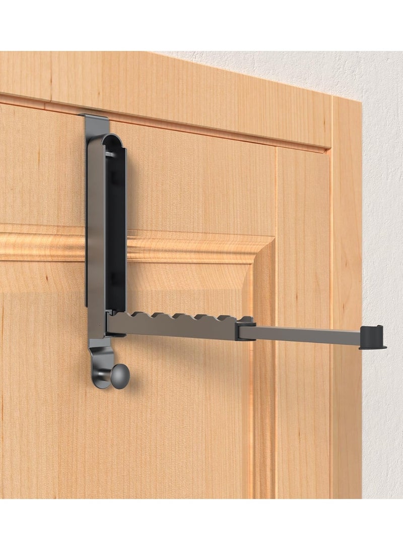 Folding Clothes Drying Rack, Super Heavy Duty Aluminum Alloy Over the Door Hanger with Retractable Rod, Foldable Portable and Collapsible Bathroom Accessories and Towel Rack Organization, Space Gray - Image 1