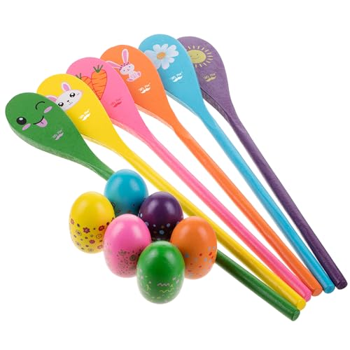 Mr. Pen Mr Pen Egg Spoon Race Game Sets 6 Sets Wooden Balance Relay Games for Kids Carnival Birthday Party Games Outdoor Easter Spring Group Game Field Day Party Favors - Image 1