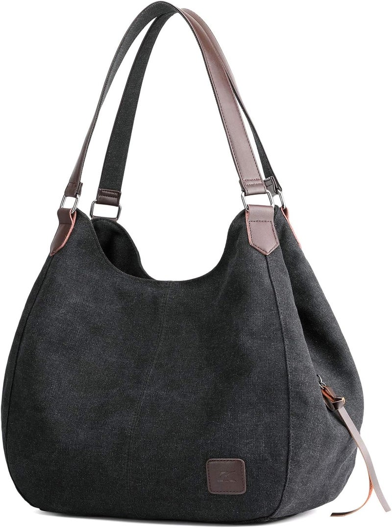 DOURR Store Women's Multi-pocket Shoulder Bag Fashion Cotton Canvas Handbag Tote Purse - Image 1