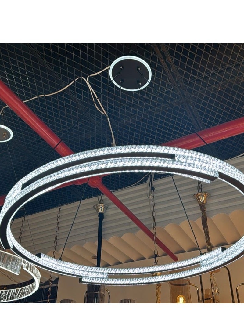 إسكدنيا انارة سقف ايطار اسود مودرن ثلاث اضاءات ليد مقاس القطر 60 سم - Image 3