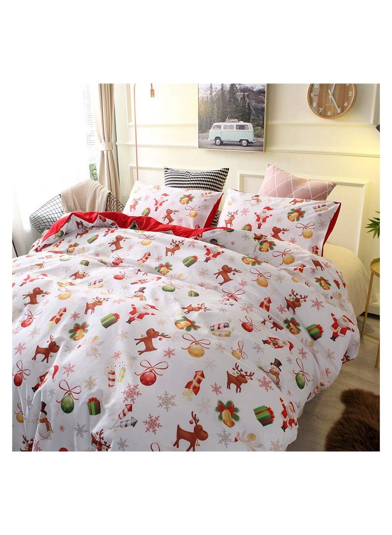 طقم أغطية لحاف مطبوع 3 قطع، مطبوع بطبعة غزلان، مع 2 غطاء وسادة، طقم أغطية لحاف، لديكور غرفة النوم المنزلية - Image 2