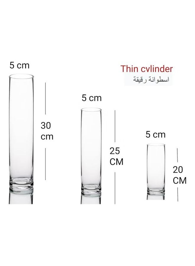 Glass Cylinder Vases Set of 3, Clear Floating Candle Holders, Different Heights for Wedding and Home Decor  - Image 2