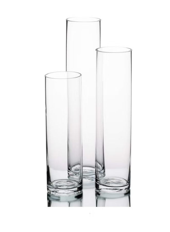 Glass Cylinder Vases Set of 3, Clear Floating Candle Holders, Different Heights for Wedding and Home Decor  - Image 3
