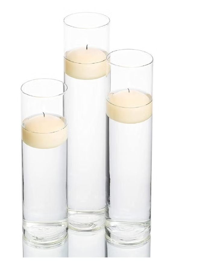 Glass Cylinder Vases Set of 3, Clear Floating Candle Holders, Different Heights for Wedding and Home Decor  - Image 1