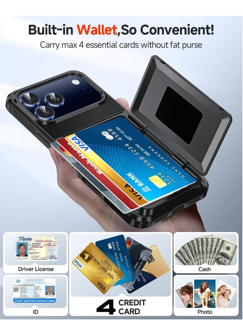 PULUZ iPhone-17-Pro-Max Case Wallet, Black Card Holder for i Phone 17 ProMax Cases Military Grade Shockproof Anti-Yellowing Heavy Duty Women Men Funda para Cover for iPhone 17Pro Max - Image 3