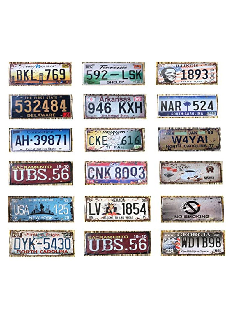 LINGWEI 18PCS Wall Metal Plate Metal Wall Plate Poster Metal Poster Plate Wall Decorative Metal Plate Car Plate Modern Desing Car Plater Tin Plate Wall Art Signs Wall Decoration Print Poster Plate - Image 1