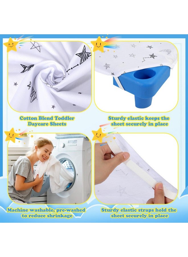Macarrie 20 قطعة من شراشف أسرّة الحضانة للأطفال الصغار ورياض الأطفال من القطن النقي، قماش قابل للتنفس، شراشف بيضاء لأسرّة الحضانة القياسية، شراشف ملائمة للأولاد والبنات، 51.18 بوصة عرض × 23.62 بوصة طول (نمط نجوم وقمر) - Image 4