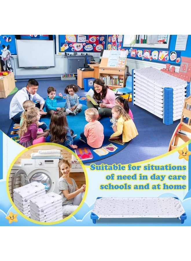 Macarrie 20 قطعة من شراشف أسرّة الحضانة للأطفال الصغار ورياض الأطفال من القطن النقي، قماش قابل للتنفس، شراشف بيضاء لأسرّة الحضانة القياسية، شراشف ملائمة للأولاد والبنات، 51.18 بوصة عرض × 23.62 بوصة طول (نمط نجوم وقمر) - Image 3