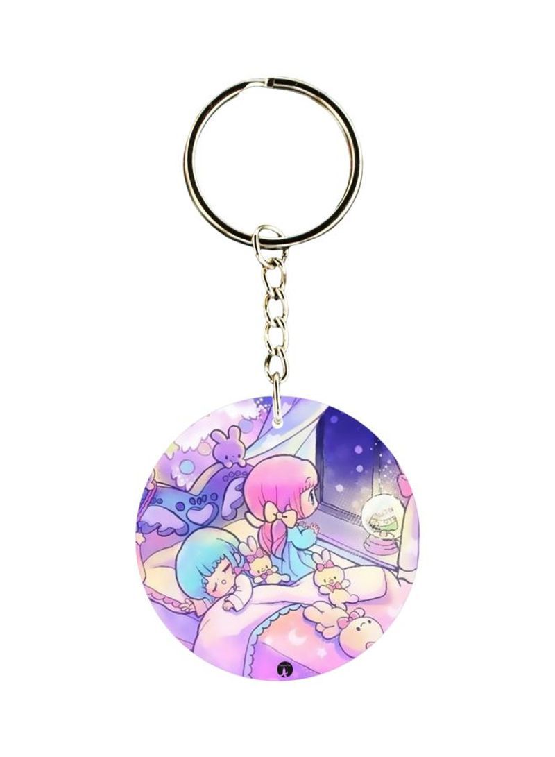 Anime Girl Printed Plastic Keychain