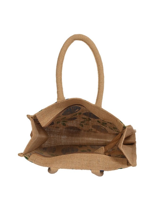 كوبير إندستريز حقيبة تسوق من Kuber Industries | حقيبة تسوق من الجوت صديقة للبيئة وقابلة لإعادة الاستخدام | حقيبة يد بسحاب ومقبض للاستخدام اليومي | (بني) - Image 4