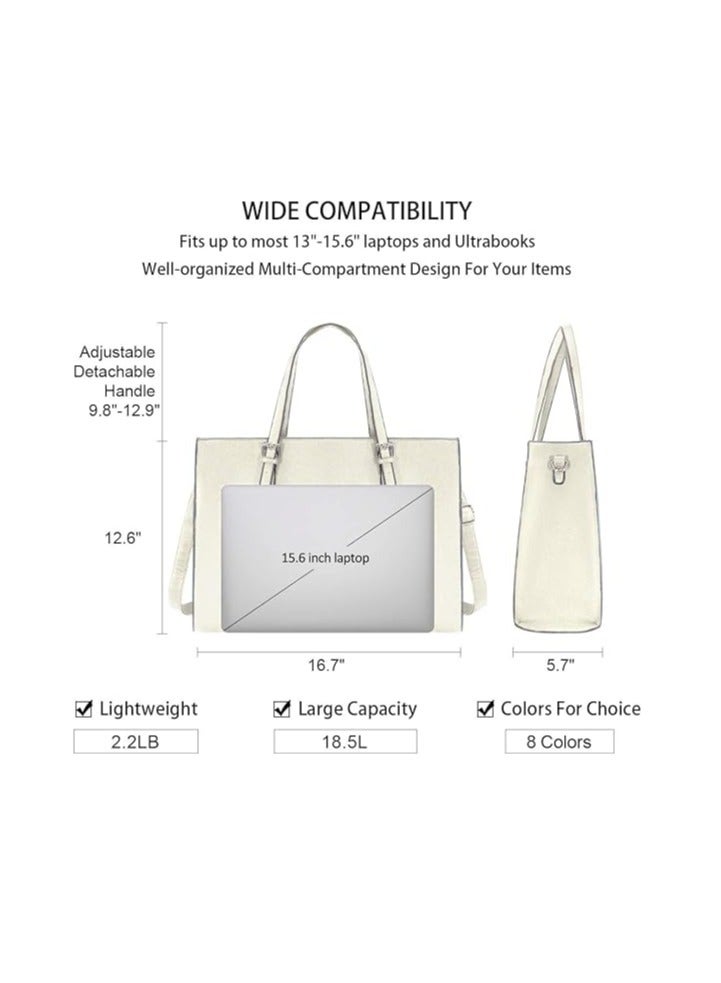 Laptop Bag for Women Waterproof Lightweight Leather 15.6 Inch Computer Tote Bag  - Image 3
