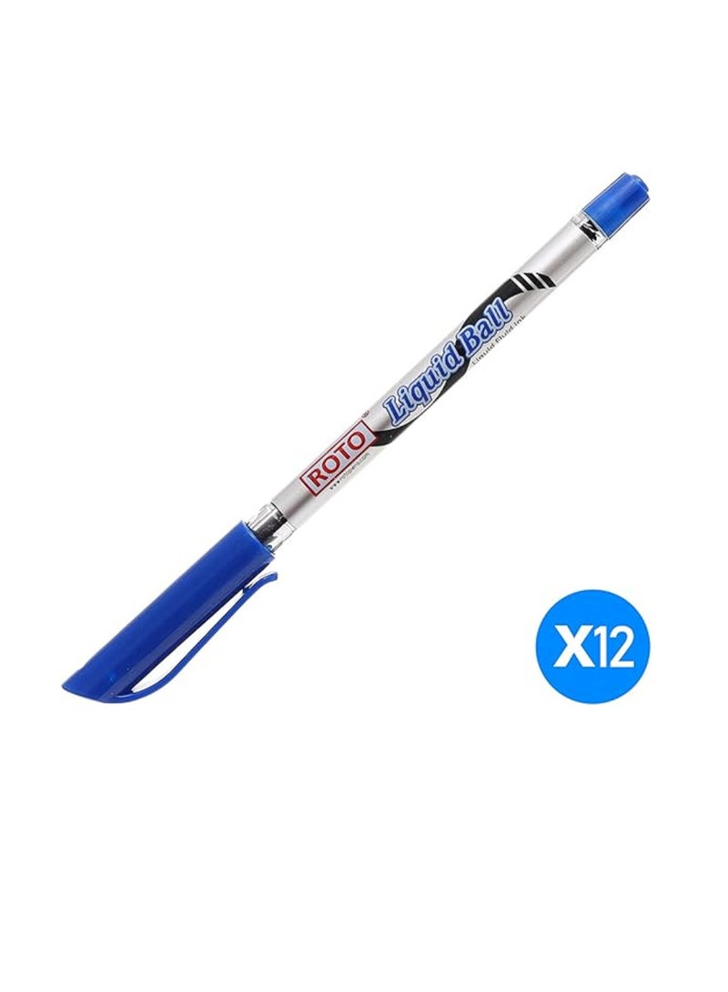 12-Piece Liquid Ballpoint Pen Set Blue - Image 2