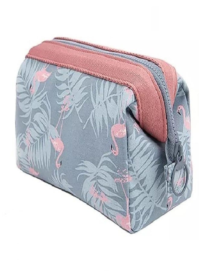 AASHRIT Naylon Cosmetic Toiletry Makeup Pouch with Portable Travel Multipurpose Water-Resistant Zipper Makeup Brush Bags - Flamingo ASPF-89 - Image 1