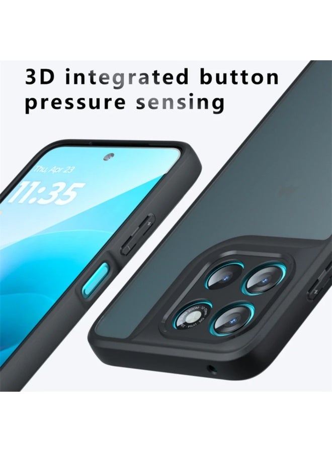Wechdo Phone Case for Motorola Edge 70 Fusion Frosted Translucent Back Cover with Integrated Camera Lens Guard Shockproof TPU PC Hybrid Magnetic Protective Case Black - Image 2