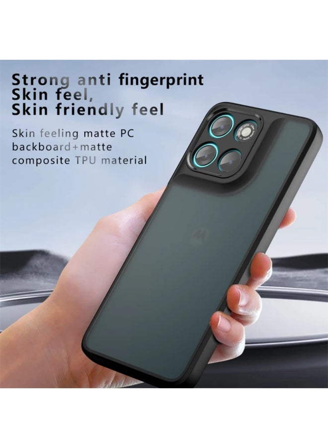 Wechdo Phone Case for Motorola Edge 70 Fusion Frosted Translucent Back Cover with Integrated Camera Lens Guard Shockproof TPU PC Hybrid Magnetic Protective Case Black - Image 5