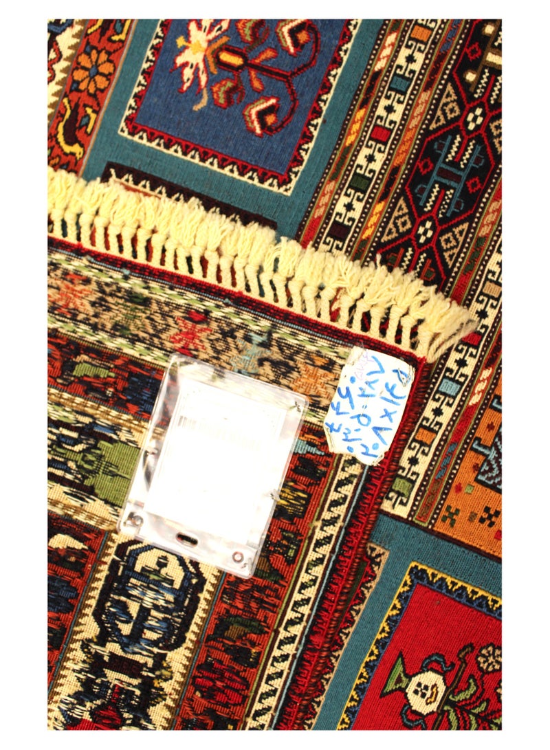 سجادة سوماك فاخرة مصنوعة يدويًا، جودة عالية، 208 سم × 145 سم، تصميم فارسي تقليدي - Image 4