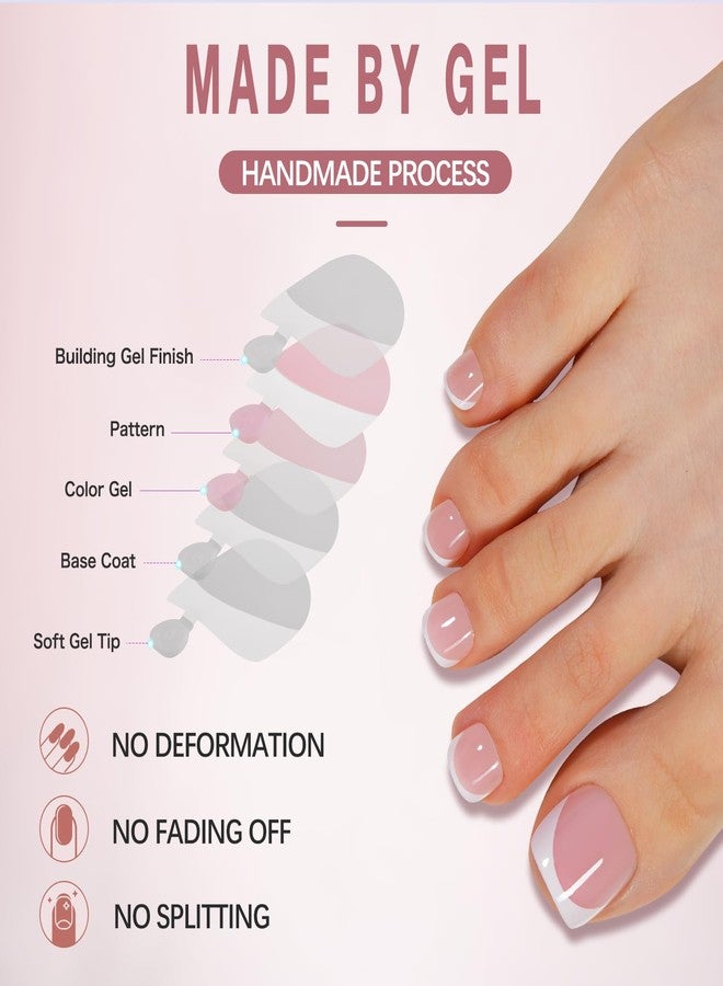 Misssix French Tip Press on Toe Nails, 150Pcs Pink White French Square Toe Nail Tips, Soft Gel False Toenail, Acrylic Soak off Fake Toe Nails for Women Nail Art DIY 15 Sizes - Image 4