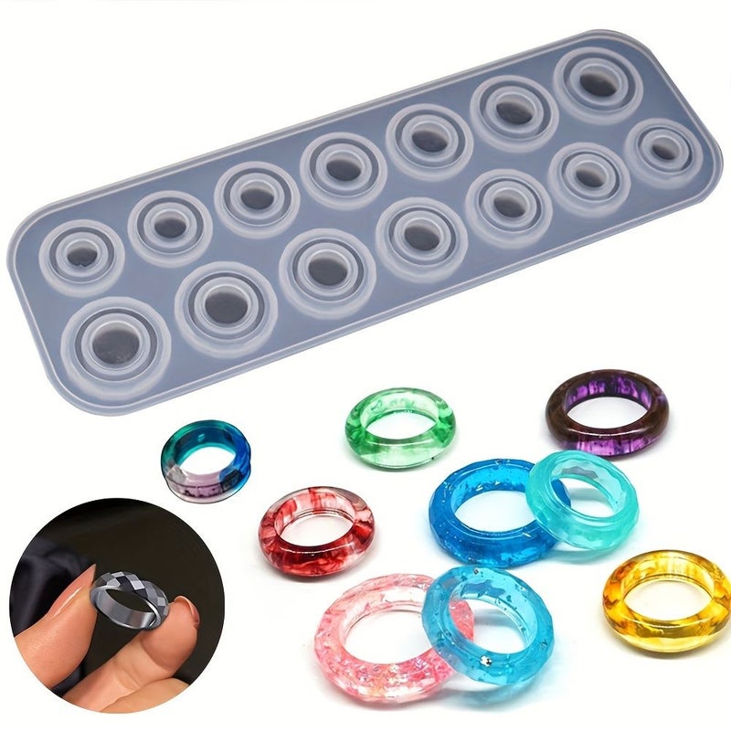 White 14 Cavity Rhombus Ring Mold for DIY Jewelry Making Supplies - Image 1