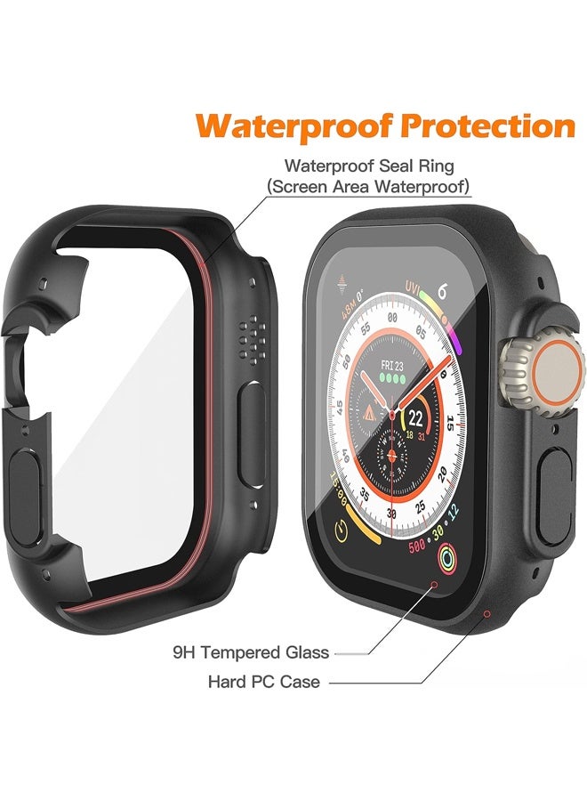 Waterproof Case with Button Designed for 49mm Apple Watch Ultra 2 / Ultra, Anti-Fall Protective Hard PC Cover with Tempered Glass Screen Protector for iWatch, Matte Black - Image 3