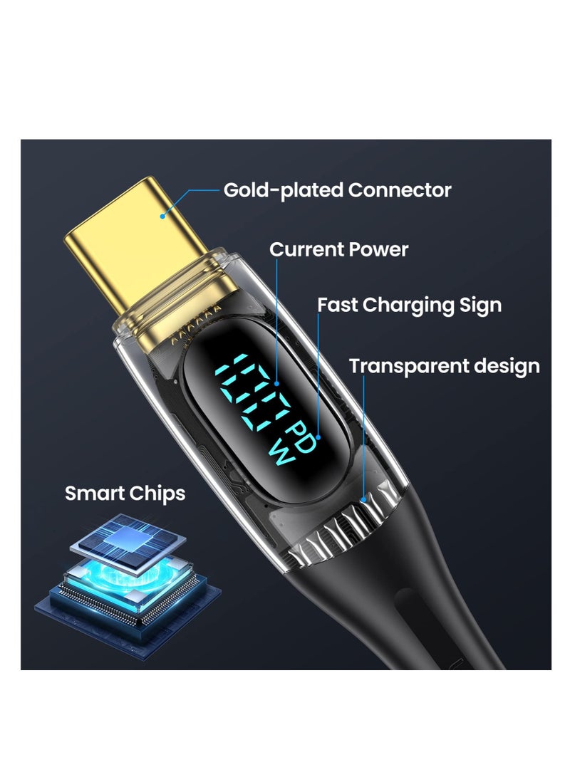 Excefore USB C to Multi Charging Cable, 100W 4FT 5A Type C to Type C Fast Charger Charging Cord, with LED Display 5-in-1 Charging Cable, USB C/A to USB C/Micro/IP Charger Adapter, for Laptop/Tablet/Phone - Image 3
