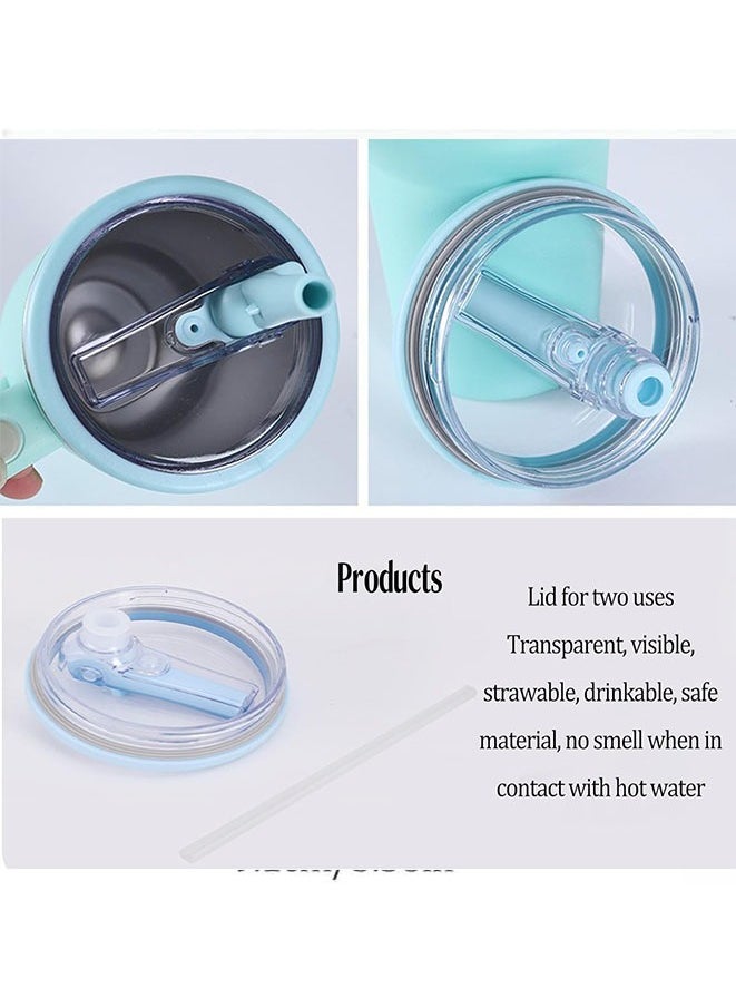 غطاء زجاجة قابل لإعادة الاستخدام 2 قطع 40 أونصة مع غطاء قFlip Straw مقاوم للتسرب ومقاوم للرذاذ، يناسب أكواب السيارة وأكواب 40 أونصة. (أبيض)