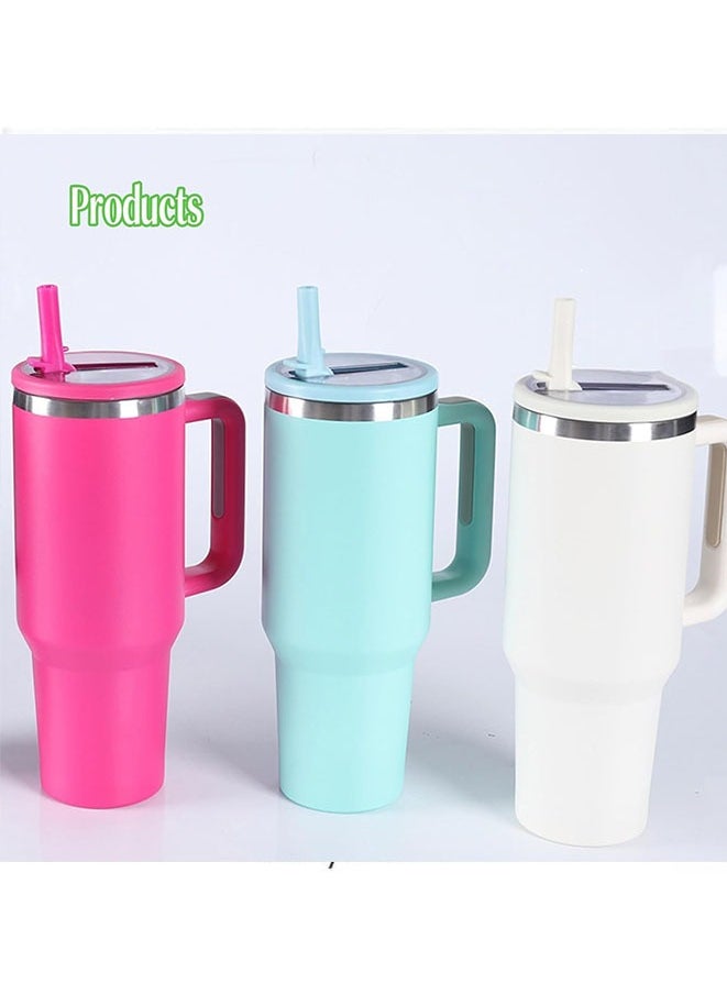 غطاء زجاجة قابل لإعادة الاستخدام 2 قطع 40 أونصة مع غطاء قFlip Straw مقاوم للتسرب ومقاوم للرذاذ، يناسب أكواب السيارة وأكواب 40 أونصة. (أبيض)