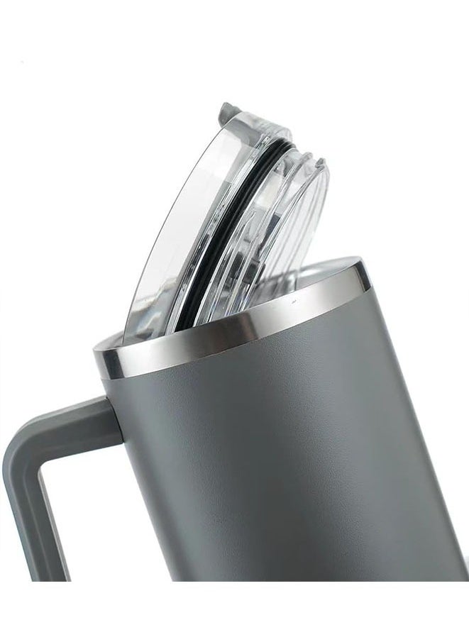 غطاء زجاجة قابل لإعادة الاستخدام 2 قطع 40 أونصة مع غطاء قFlip Straw مقاوم للتسرب ومقاوم للرذاذ، يناسب أكواب السيارة وأكواب 40 أونصة. (أبيض)