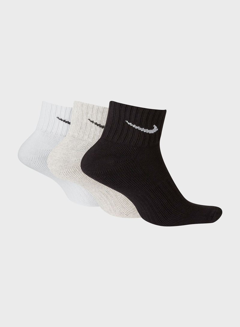 نايكي مجموعة جوارب قطنية فوق الكاحل مكونة من 3 قطع (سمول، ميديوم) - Image 3