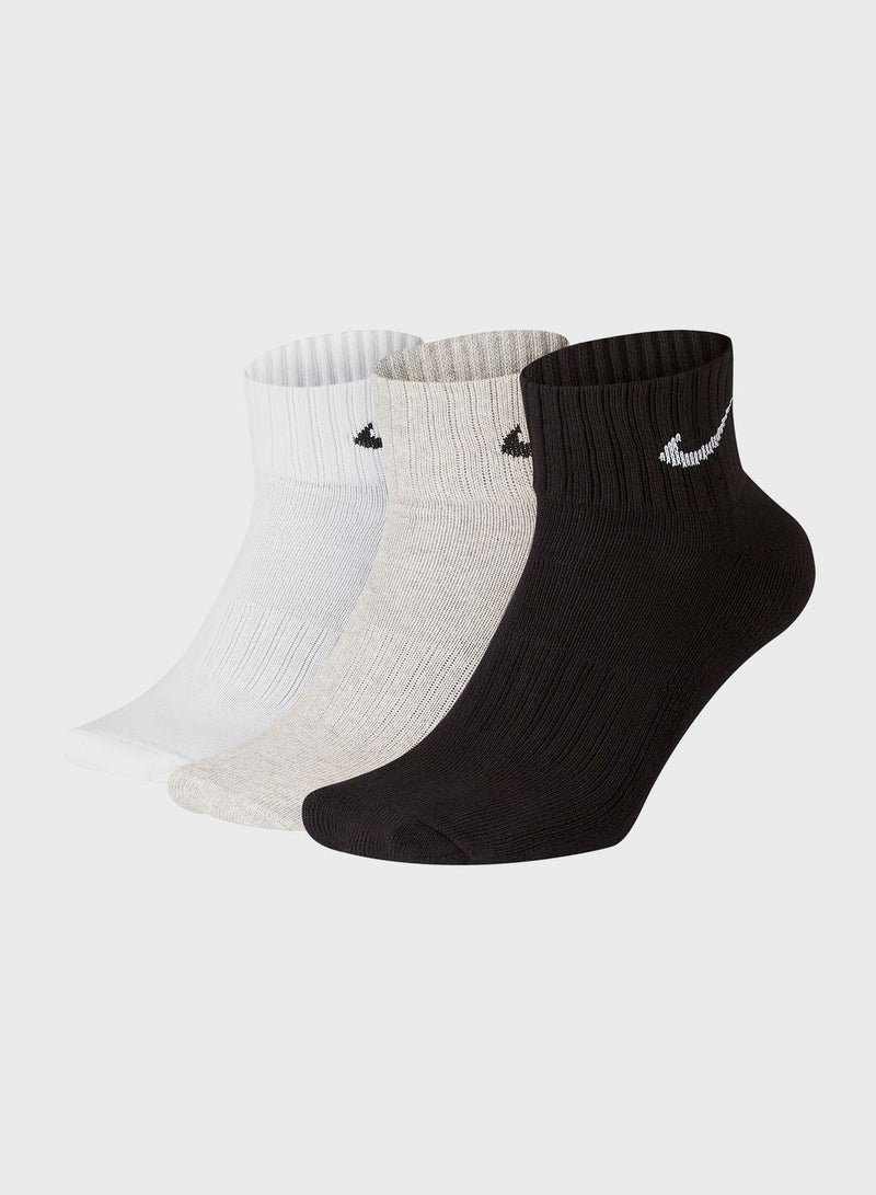 نايكي مجموعة جوارب قطنية فوق الكاحل مكونة من 3 قطع (سمول، ميديوم) - Image 2