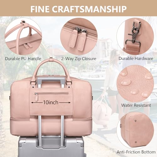 Wogarl Weekender Bag for Women Men Large Overnight Bag Travel Duffel Bag, Pink - Image 5