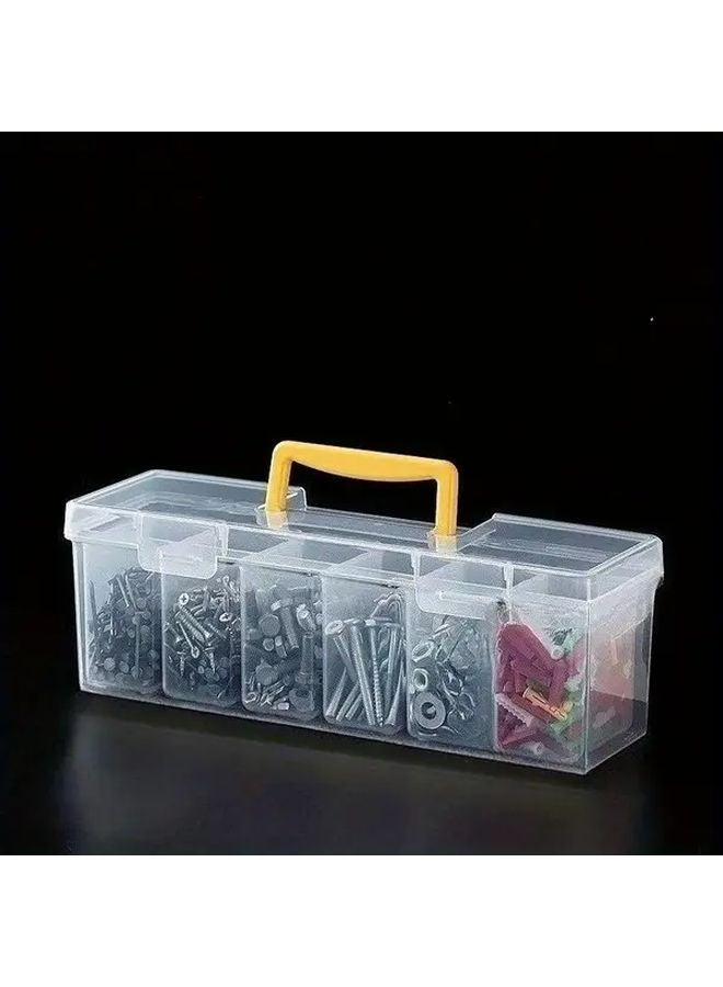 Large Capacity Yellow Tool Organizer Box With 6 Inner Compartments For Screws Bolts DIY - Image 1