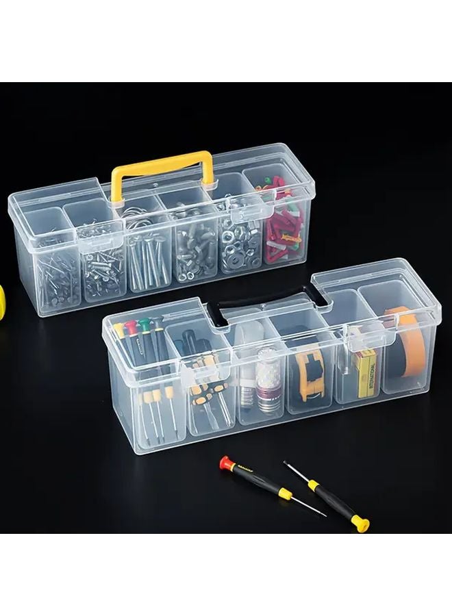 Large Capacity Yellow Tool Organizer Box With 6 Inner Compartments For Screws Bolts DIY - Image 3