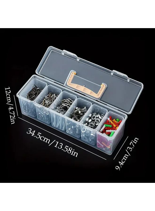 Large Capacity Yellow Tool Organizer Box With 6 Inner Compartments For Screws Bolts DIY - Image 4