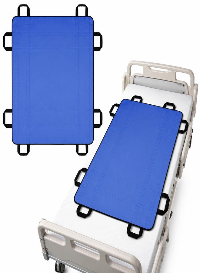 ProTraverse Positioning Bed Pad with Handles 48" x 40" Washable Transfer & Slide Sheet for Moving Patients, Turning & Lifting, Draw Sheet for Hospital Bed, Blue - Image 1