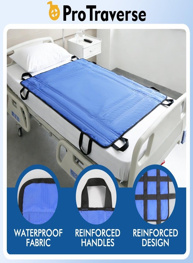 ProTraverse Positioning Bed Pad with Handles 48" x 40" Washable Transfer & Slide Sheet for Moving Patients, Turning & Lifting, Draw Sheet for Hospital Bed, Blue - Image 5